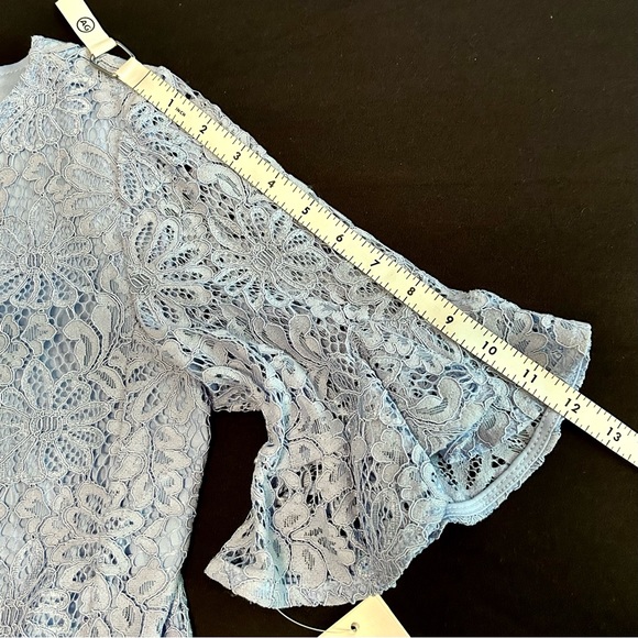 Nanette Lepore Lace Overlay Blouse - NWT Blue XS - Picture 11 of 12